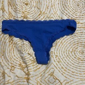 Blue Lace Trim Bikini Panties